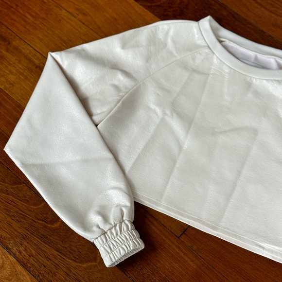 White Faux Leather Crop by KYE - Picture 2 of 3